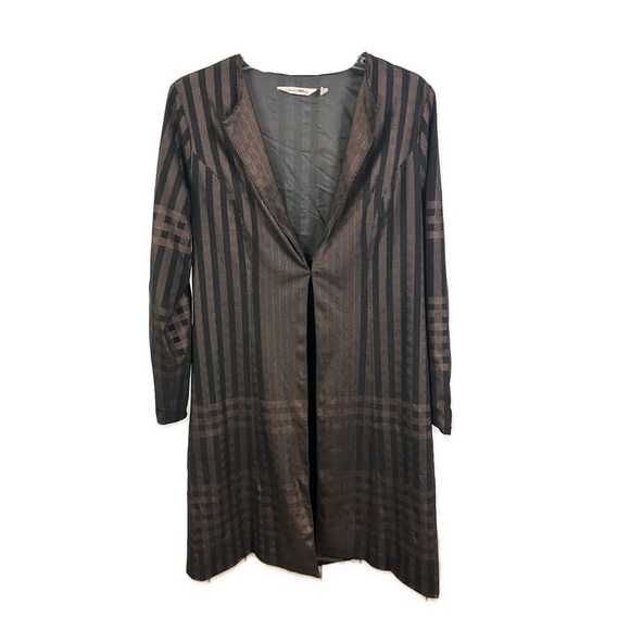 Soft Surroundings Art Deco Print Front Clasp Long Duster Jacket-‎ Size Small - Picture 1 of 7